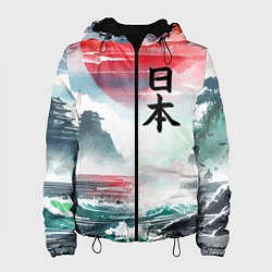 Женская куртка Япония - страна восходящего солнца - акварель