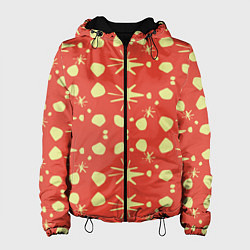 Куртка с капюшоном женская Лимонные пятна на красном цвете Фиеста, цвет: 3D-черный
