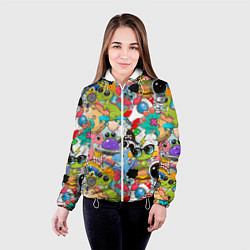 Куртка с капюшоном женская Разноцветные мультяшные персонажи, цвет: 3D-белый — фото 2