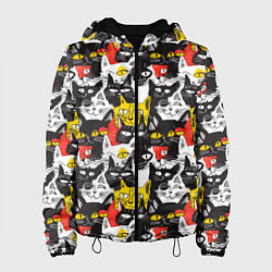 Куртка с капюшоном женская Прикольные коты, цвет: 3D-черный