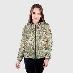 Куртка с капюшоном женская Пляжная вечеринка паттерн, цвет: 3D-черный — фото 2