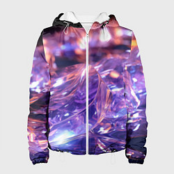 Куртка с капюшоном женская Плавление абстрактных блестящих камней, цвет: 3D-белый