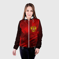 Куртка с капюшоном женская Россия герб текстура, цвет: 3D-белый — фото 2