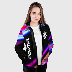 Куртка с капюшоном женская Portal fast light neon stripes, цвет: 3D-черный — фото 2