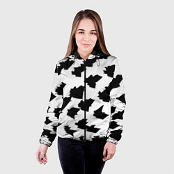 Куртка с капюшоном женская Чётные пятна на белом фоне - минимализм, цвет: 3D-черный — фото 2