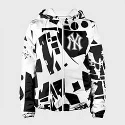 Куртка с капюшоном женская New York yankees - abstraction, цвет: 3D-белый