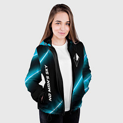 Куртка с капюшоном женская No Mans Sky неоновые светящиеся линии, цвет: 3D-черный — фото 2