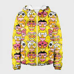 Куртка с капюшоном женская Детишки и зверушки едят рамен, цвет: 3D-белый