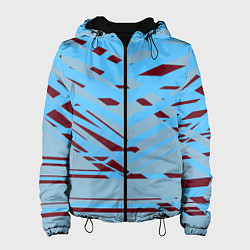 Куртка с капюшоном женская Геометрическая абстракция сине голубого цвета, цвет: 3D-черный
