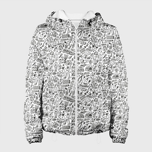 Женская куртка Дудл граффити рэперское - паттерн / 3D-Белый – фото 1