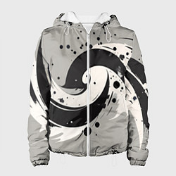 Куртка с капюшоном женская Инь-янь абстракция - нейроарт, цвет: 3D-белый