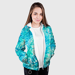Куртка с капюшоном женская Морская абстракция аммонит, цвет: 3D-белый — фото 2