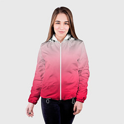 Куртка с капюшоном женская Розовый градиент, цвет: 3D-белый — фото 2