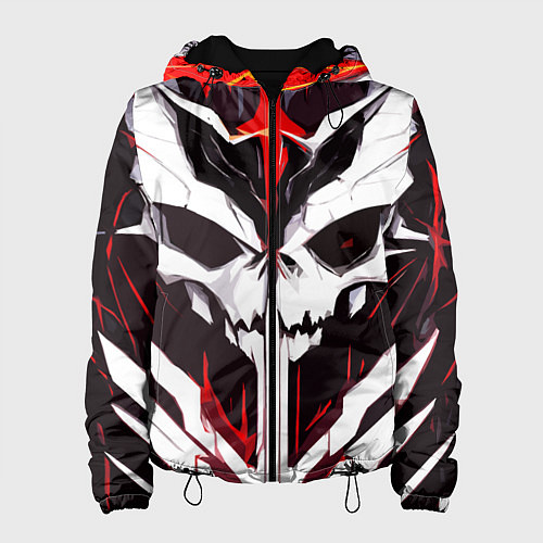Женская куртка Абстрактный белый череп и красные полосы / 3D-Черный – фото 1