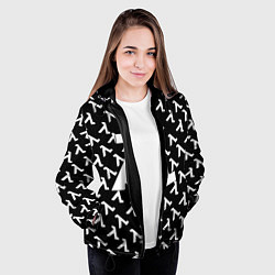 Куртка с капюшоном женская Half liife logo pattern, цвет: 3D-черный — фото 2