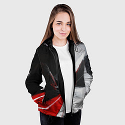 Куртка с капюшоном женская Футуристичный пейзаж в стиле авангард, цвет: 3D-черный — фото 2