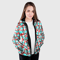 Куртка с капюшоном женская Nirvana smile glitch, цвет: 3D-черный — фото 2
