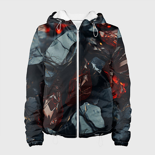 Женская куртка Темные блестящие абстрактные камни / 3D-Белый – фото 1