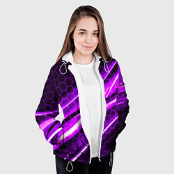 Куртка с капюшоном женская Неоновая броня текстура, цвет: 3D-белый — фото 2