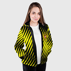 Куртка с капюшоном женская Герб РФ абстракция, цвет: 3D-черный — фото 2