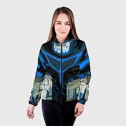 Куртка с капюшоном женская Blue stripes on a black and white background, цвет: 3D-черный — фото 2