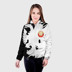 Куртка с капюшоном женская СССР текстура герб, цвет: 3D-белый — фото 2