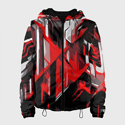 Куртка с капюшоном женская Red and white abstraction on a black background, цвет: 3D-черный