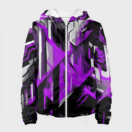 Женская куртка White and purple abstraction on a black background / 3D-Белый – фото 1
