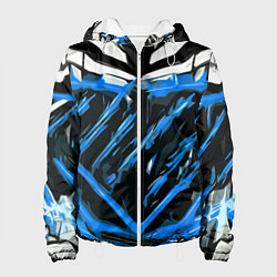 Женская куртка Blue and white abstraction on a black background
