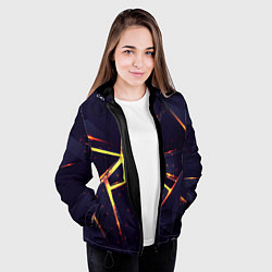 Куртка с капюшоном женская Золотые яркие неоновые плиты, цвет: 3D-черный — фото 2