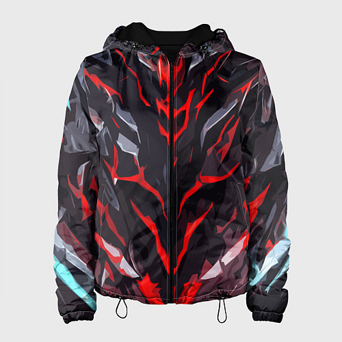 Женская куртка Красные адские полосы на чёрном фоне / 3D-Черный – фото 1