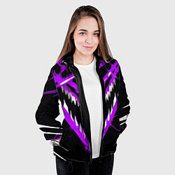 Куртка с капюшоном женская Фиолетово-белая пасть на чёрном фоне, цвет: 3D-черный — фото 2