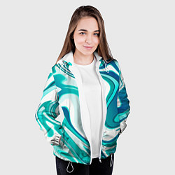 Куртка с капюшоном женская Абстракция сине белый мрамор, цвет: 3D-белый — фото 2