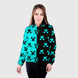 Куртка с капюшоном женская Minecraft pattern game, цвет: 3D-черный — фото 2