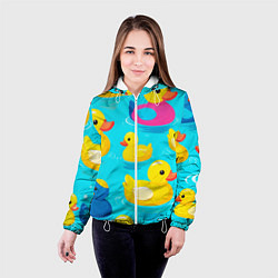 Куртка с капюшоном женская Плавающие уточки, цвет: 3D-белый — фото 2