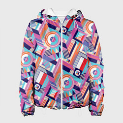 Куртка с капюшоном женская Зигзаги в геометрии, цвет: 3D-белый