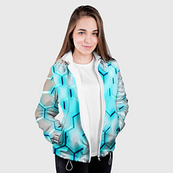 Куртка с капюшоном женская Неоновая броня соты, цвет: 3D-белый — фото 2