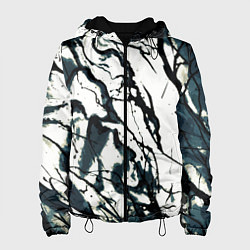 Женская куртка Абстрактная текстура мрамор белый с тёмно-синим