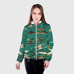 Куртка с капюшоном женская Осенний городской парк, цвет: 3D-белый — фото 2