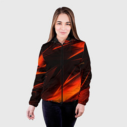 Куртка с капюшоном женская Geometry orange stripes, цвет: 3D-черный — фото 2