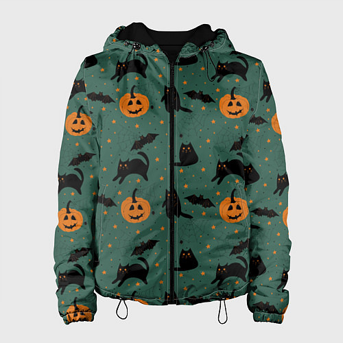 Женская куртка Хэллоуин и черный кот / 3D-Черный – фото 1