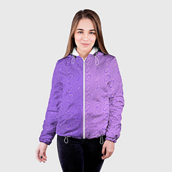 Куртка с капюшоном женская Фиолетовые и розовые волны, цвет: 3D-белый — фото 2