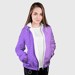 Куртка с капюшоном женская Фиолетовые и розовые волны, цвет: 3D-белый — фото 2