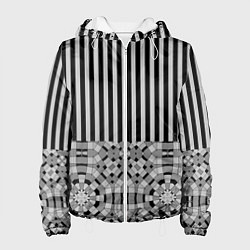 Женская куртка Комбинированный с геометрическим и полосатым узоро