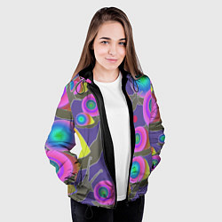 Куртка с капюшоном женская Разноцветные улитки - паттерн с градиентом, цвет: 3D-черный — фото 2