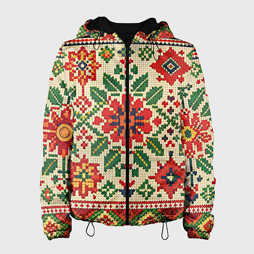 Женская куртка Славянский узор и орнамент / 3D-Черный – фото 1