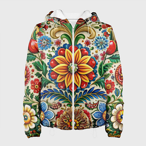 Женская куртка Русские классические узоры и орнамент / 3D-Белый – фото 1