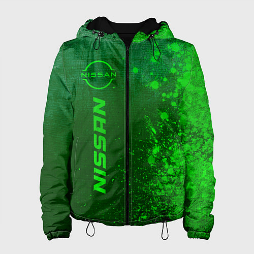 Женская куртка Nissan - green gradient по-вертикали / 3D-Черный – фото 1