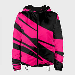 Женская куртка Чёрный с ярко-розовыми полосами