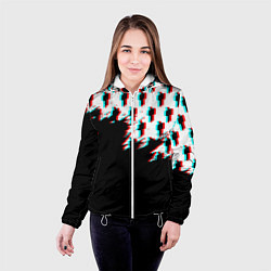 Куртка с капюшоном женская Billie Eilish pattern glitch, цвет: 3D-белый — фото 2